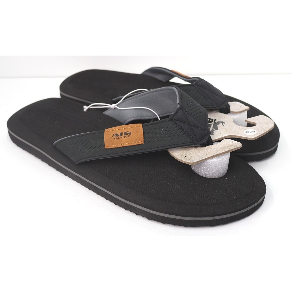Air Balance Flip Flop Sandals Mens 11 Black New Thong Casual Beach Shoes